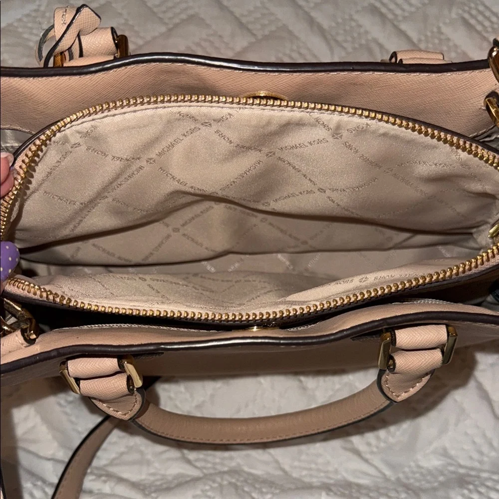Michael Kors Tan Pebbled Leather Satchel with Gold Hardware